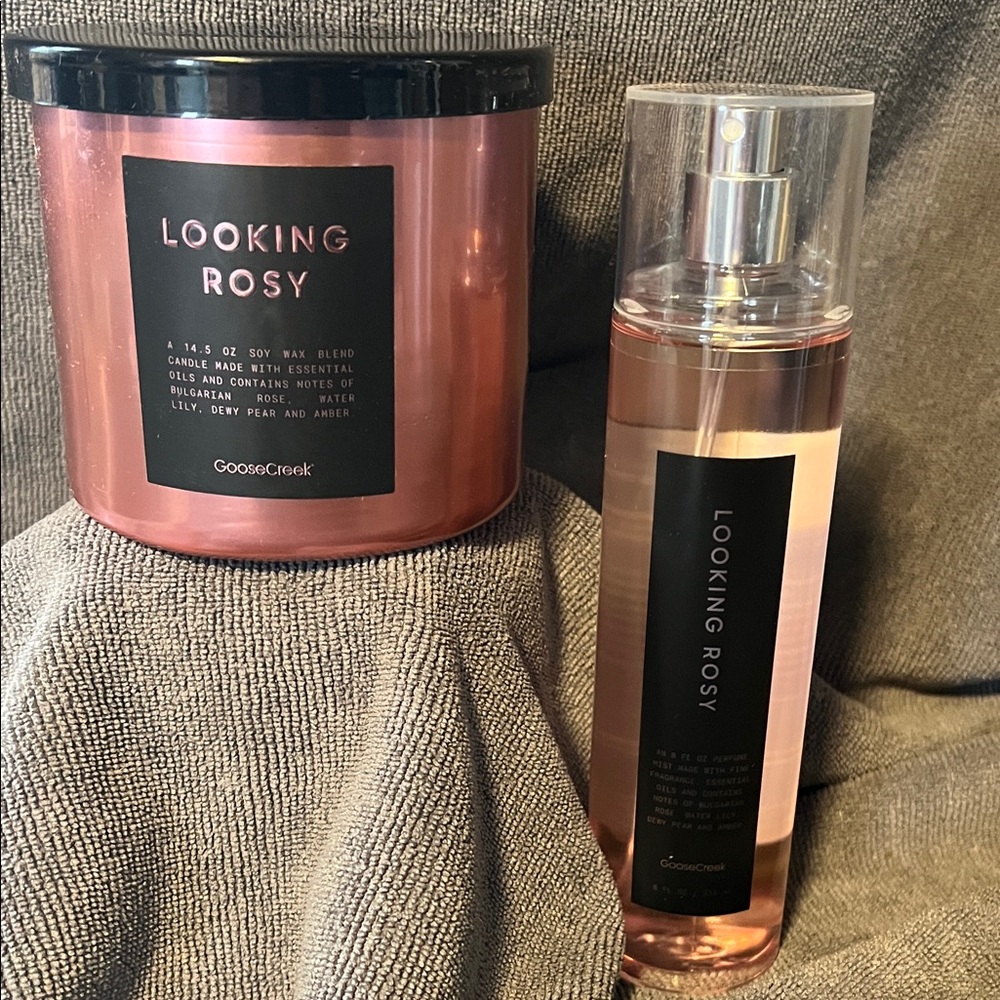 Goose Creek Looking Rosy Candle and Body Mist Set - Pink